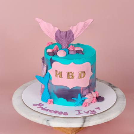 Mermaid Marble Sea Blue Cake