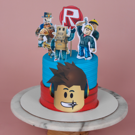 Red Blue Roblox Kids Cake