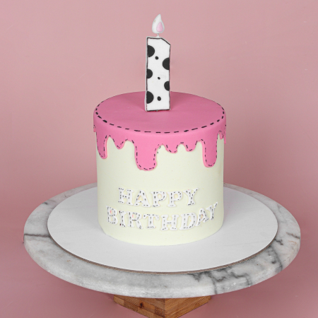 White Pink Comic Cake